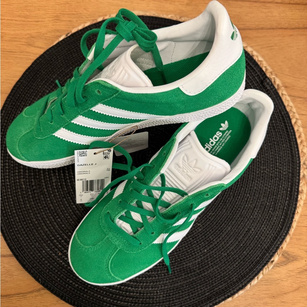 adidas Green and White Suede Gazelle Sneakers